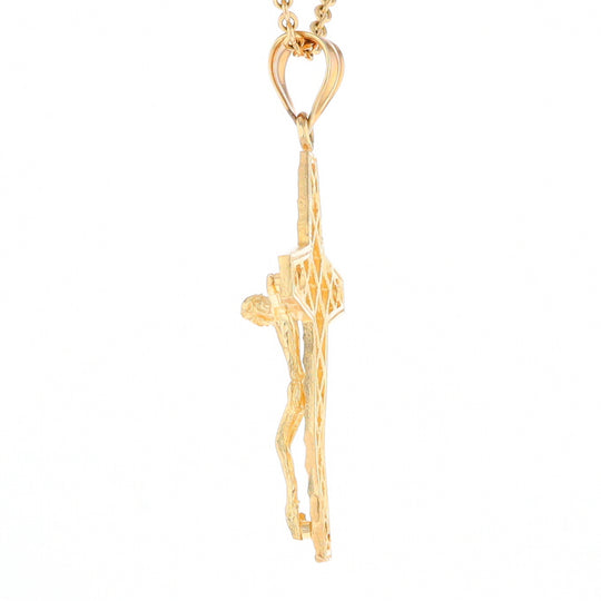 Gold Mesh Crucifix Pendant