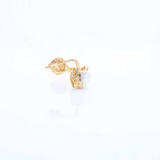 Pearl Drop Earrings with Diamond Halos