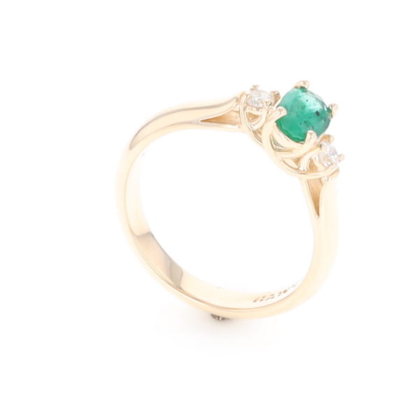 Emerald Three-Stone Trellis Ring