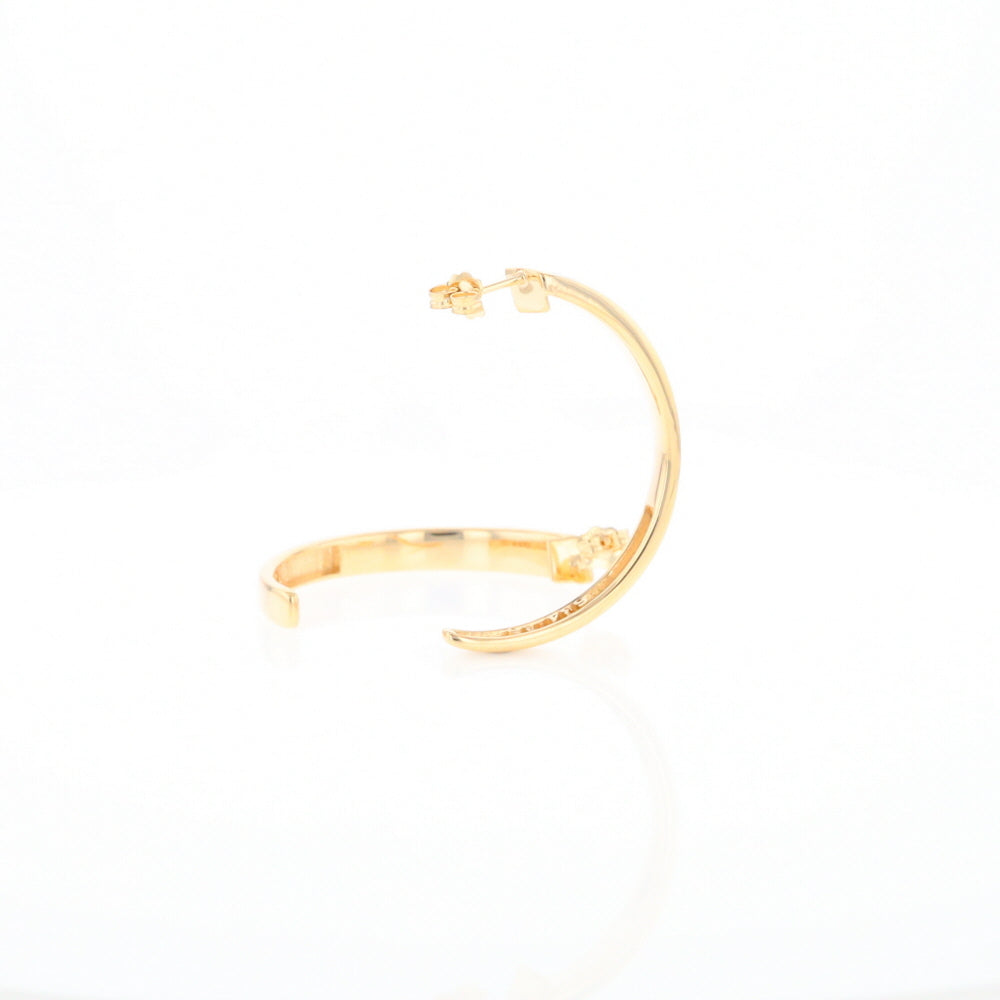 Gold Quartz Hoop Earrings 3 Section Inlaid Design G2