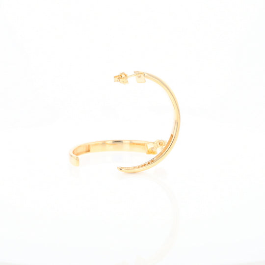 Gold Quartz Hoop Earrings 3 Section Inlaid Design G2