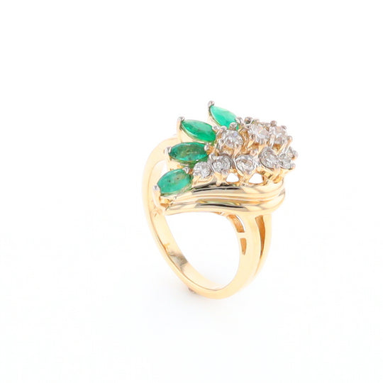 Emerald and Diamond Cluster Ring