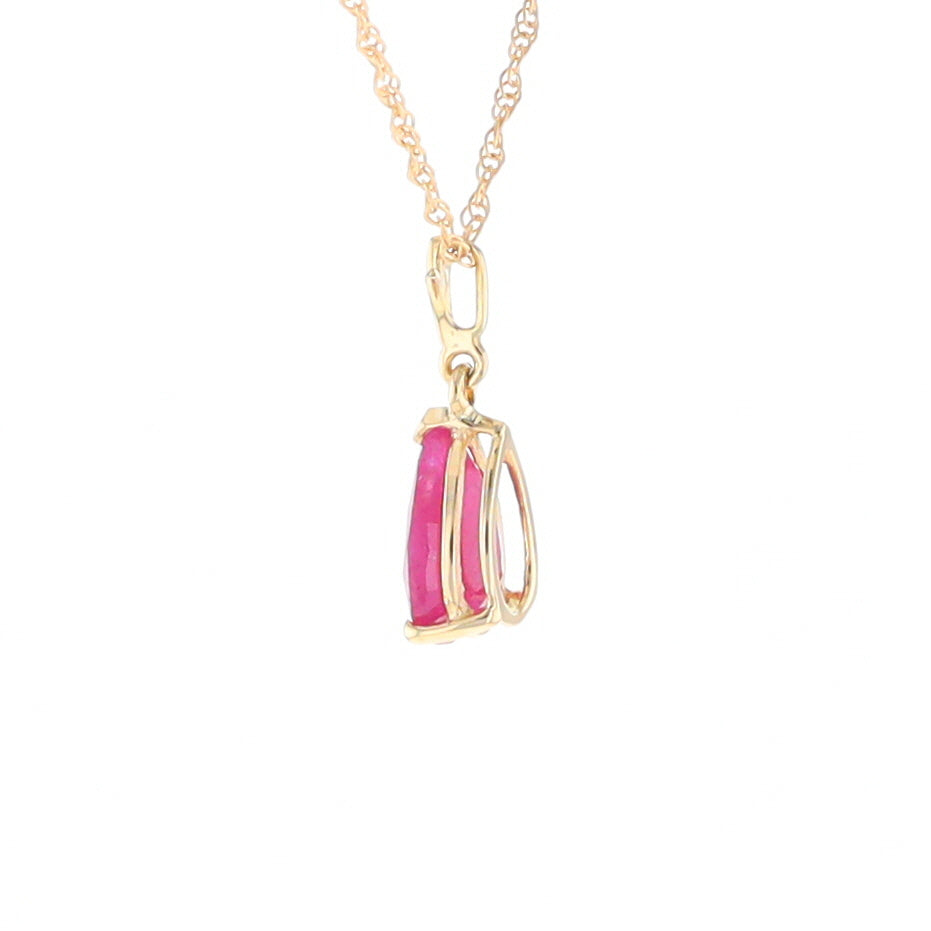 Pear Ruby Solitaire Necklace