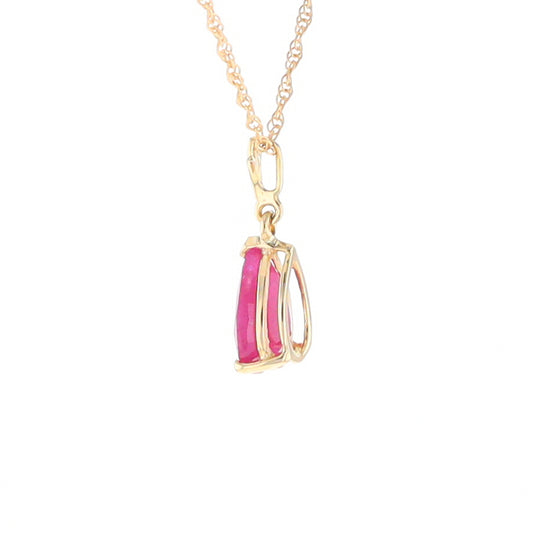 Pear Ruby Solitaire Necklace