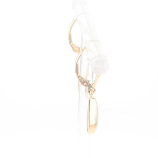 Gold Quartz Earrings Tear Drop Inlaid Lever Backs - G2