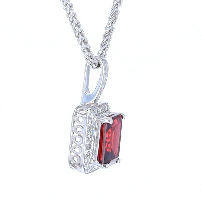Garnet with Diamond Halo Pendant