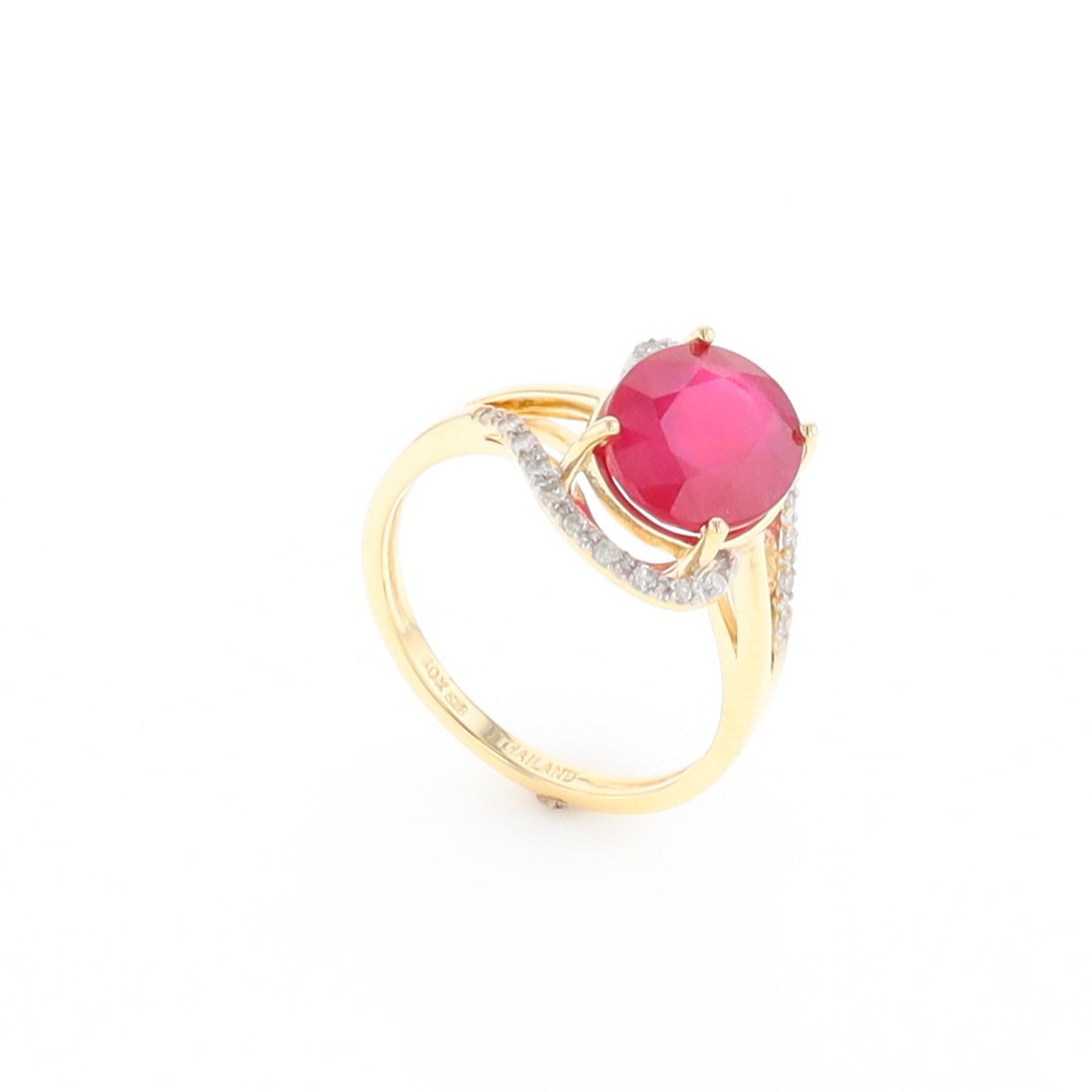 Ruby Bypass Ring with Diamond Accents