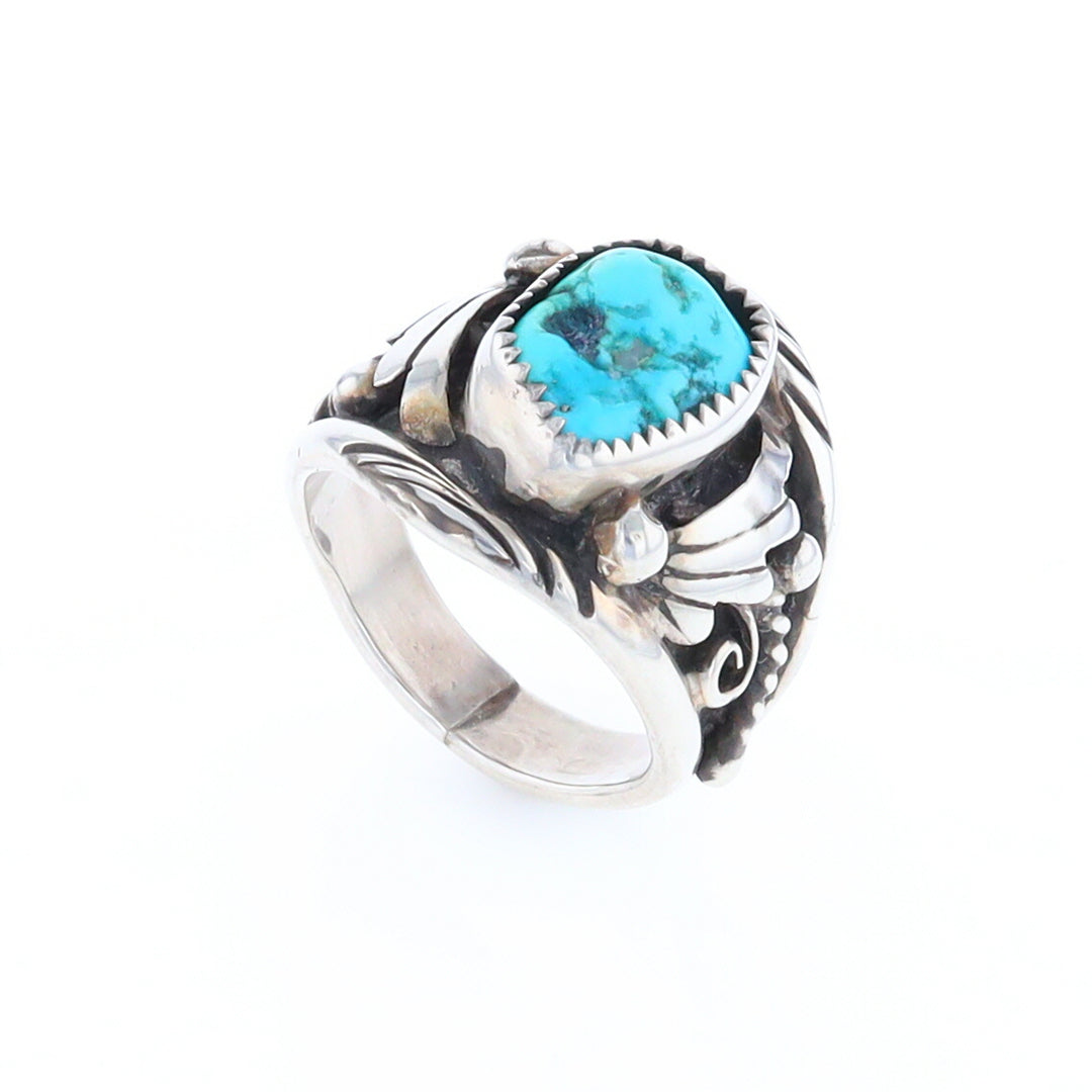 Navajo Turquoise and Feather Design Ring