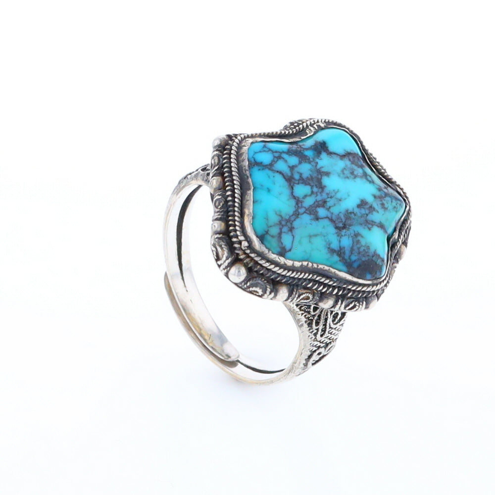 Adjustable Star Shaped Turquoise Ring