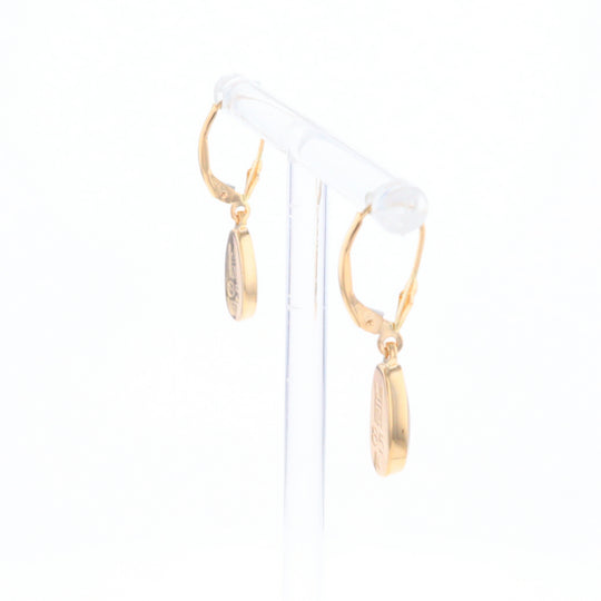 Gold Quartz Earrings Tear Drop Inlaid Lever Backs