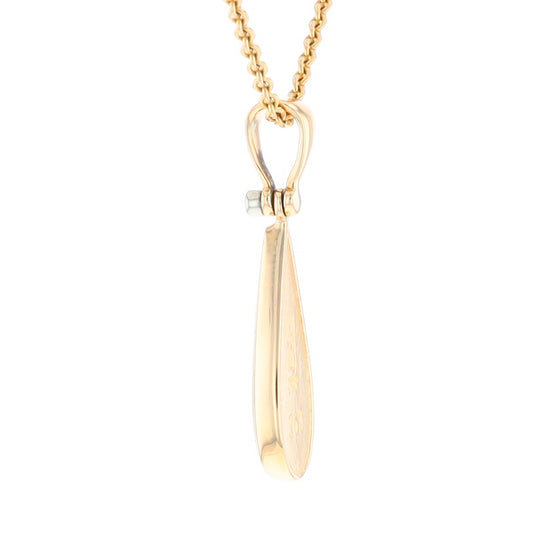 Gold Quartz Necklace Tear Drop Inlaid Pendant with .02ct Diamond