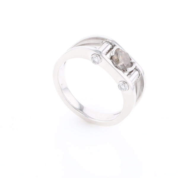 Men's Contemporary White Gold Industrial Brown Diamond Ring