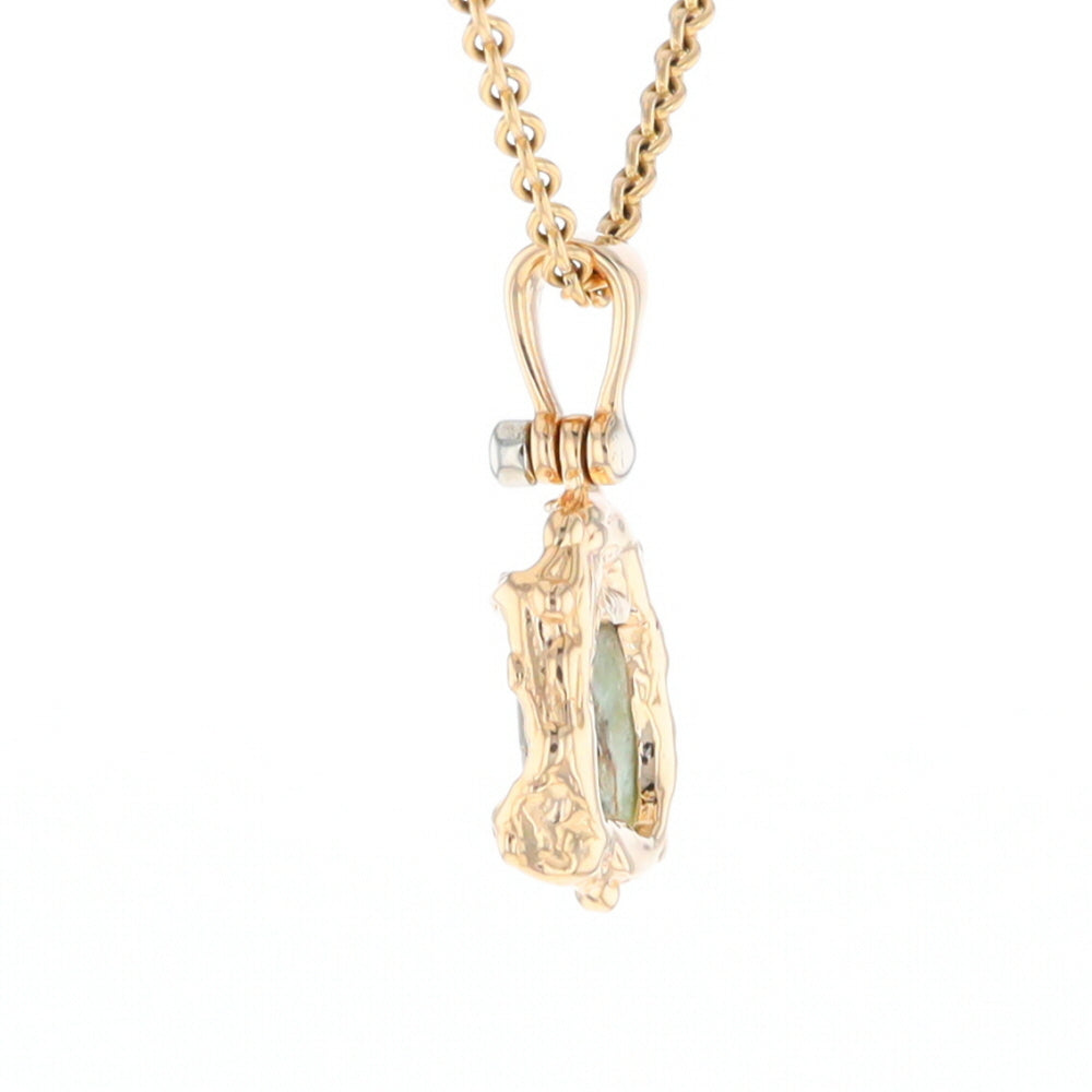 Serpentine & Gold Quartz Freeform Pendant