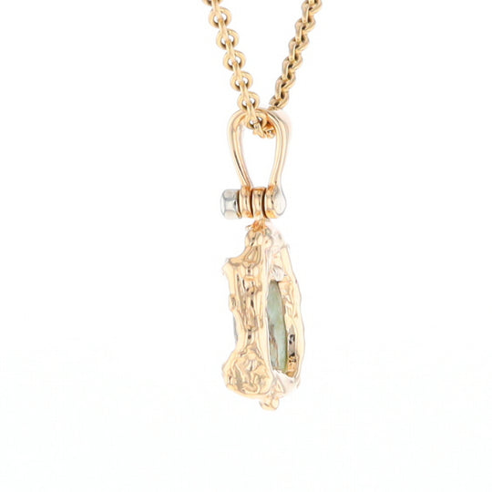 Serpentine & Gold Quartz Freeform Pendant
