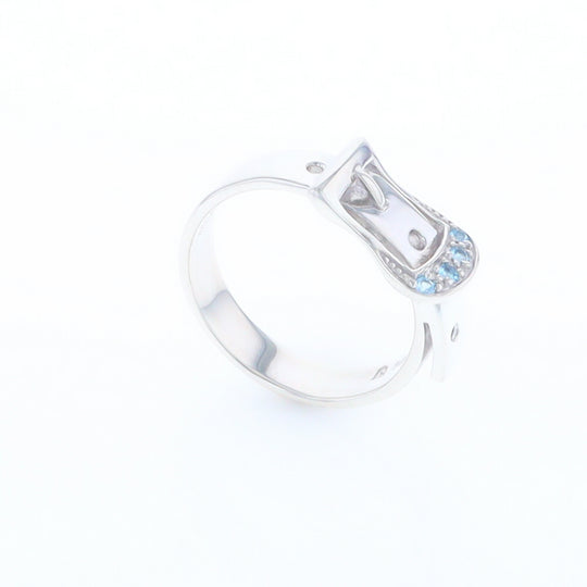 Silver Blue Topaz Belt Ring