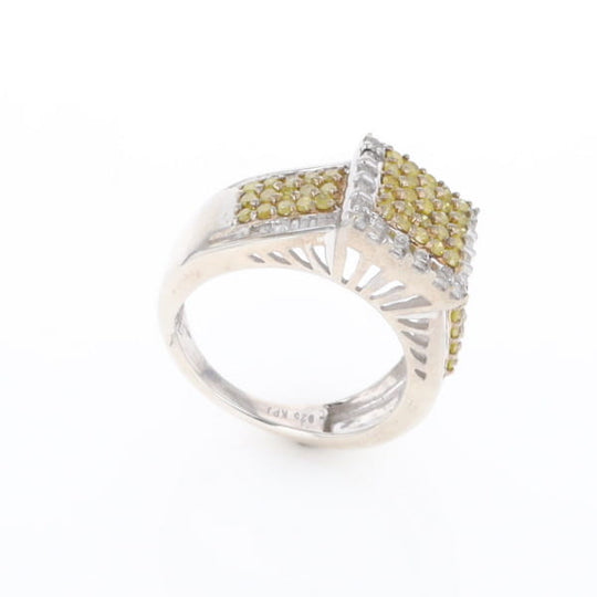 Yellow and White Diamond Filigree Design Ring