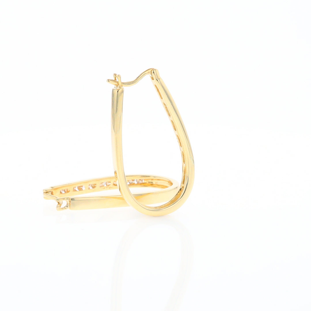 U-Shaped Channel Set Diamond Hoop Earrings