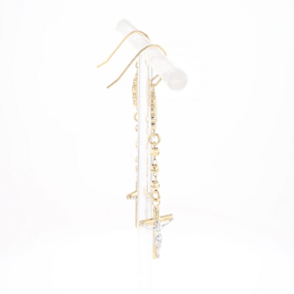 Gold Plated Virgin Mary and Crucifix Dangle Earrings