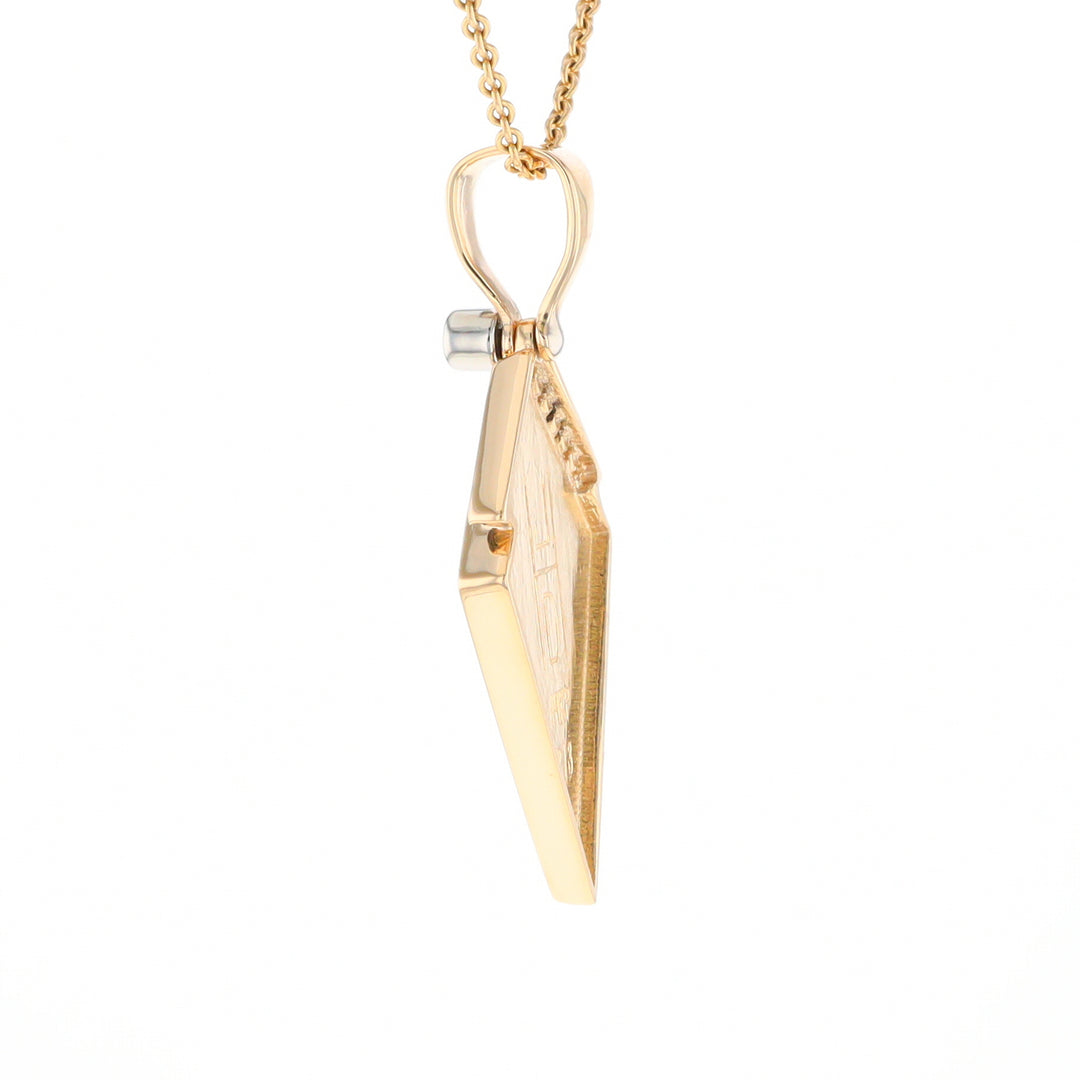 Gold Quartz Kite Shape Inlaid Pendant with .27ctw Diamonds