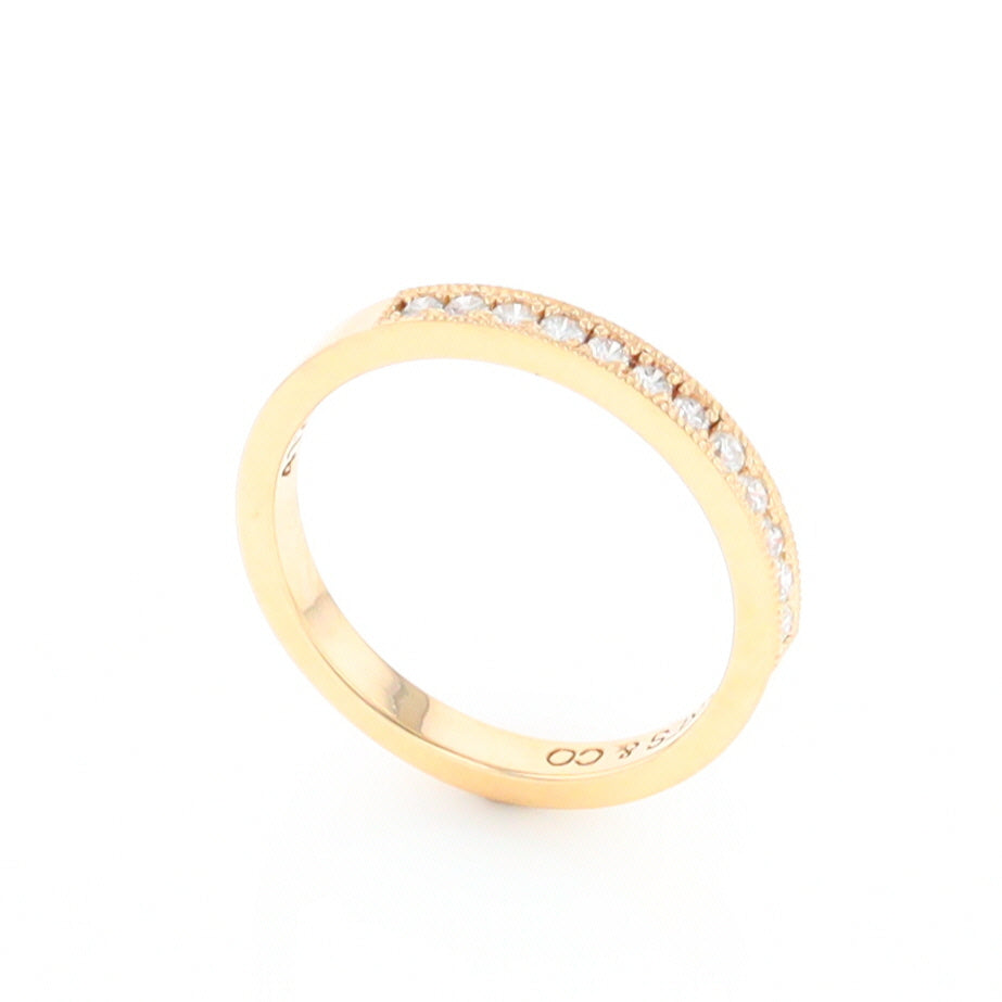 Yellow Gold Milgrain Diamond Wedding Band