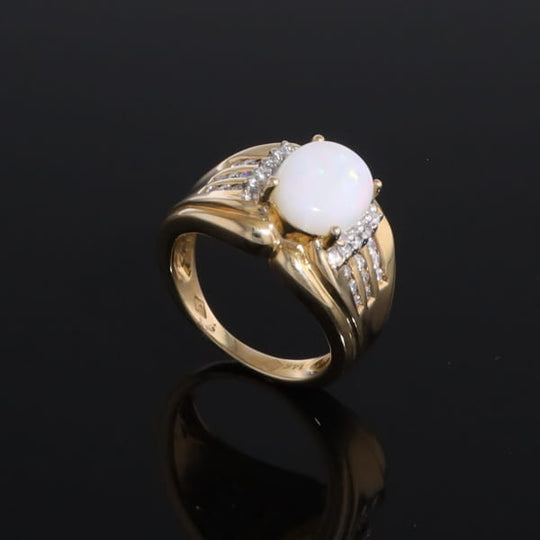 Opal Diamond Channels Ring