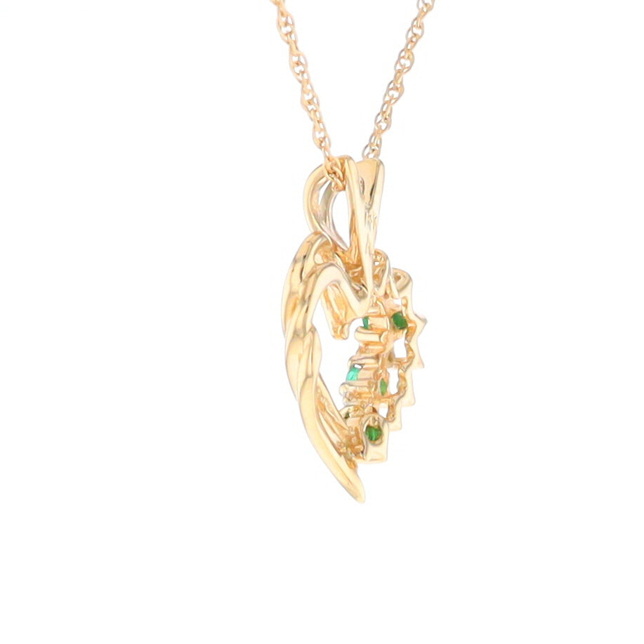 Open Heart Emerald and Diamond Pendant