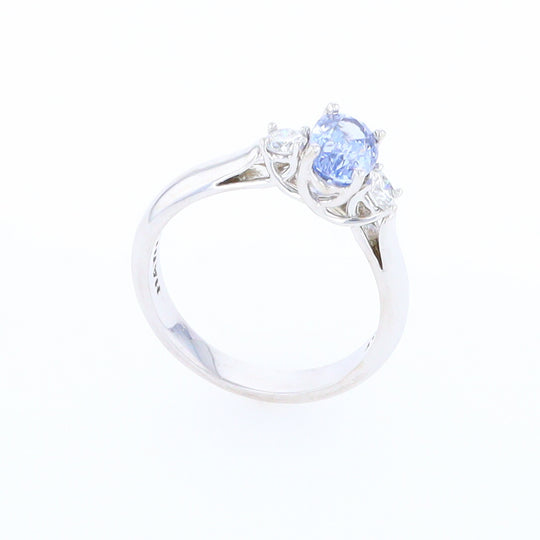 Ceylon Sapphire Three-Stone Trellis Ring