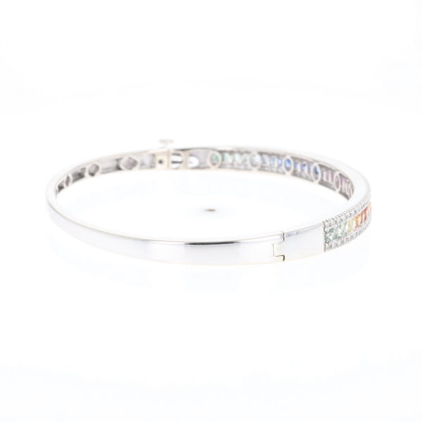 Multi-color Sapphire Cuff Bracelet with Diamond Accents
