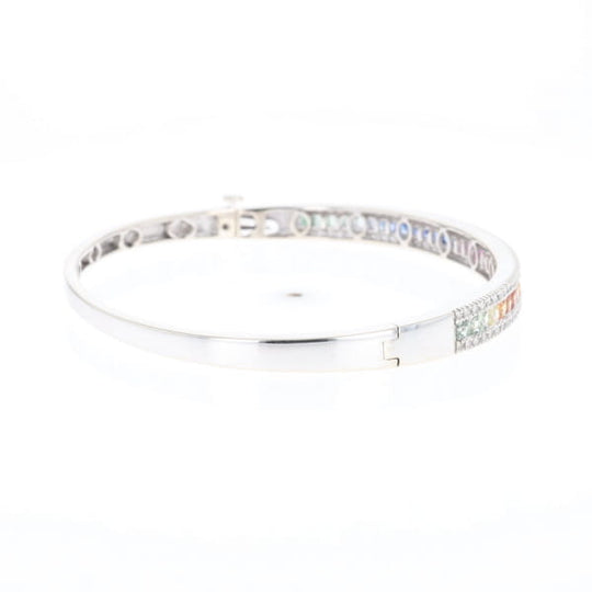 Multi-color Sapphire Cuff Bracelet with Diamond Accents