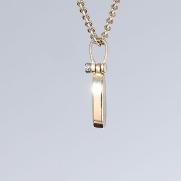 Opal Pendant Oval Inlaid Design with .02ct Round Diamond