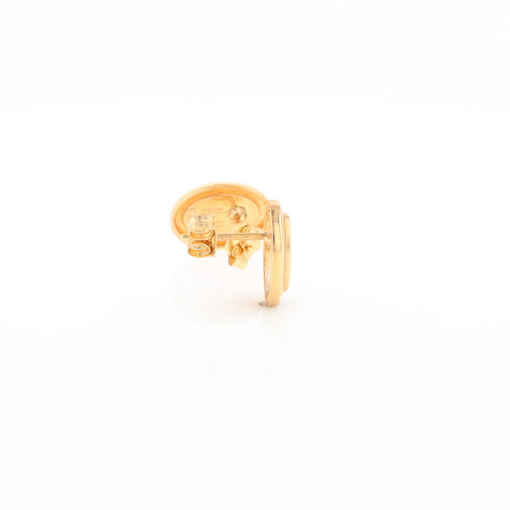Gold Quartz Earrings Oval Inlaid Design Studs G2
