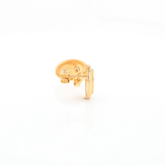 Gold Quartz Earrings Oval Inlaid Design Studs G2
