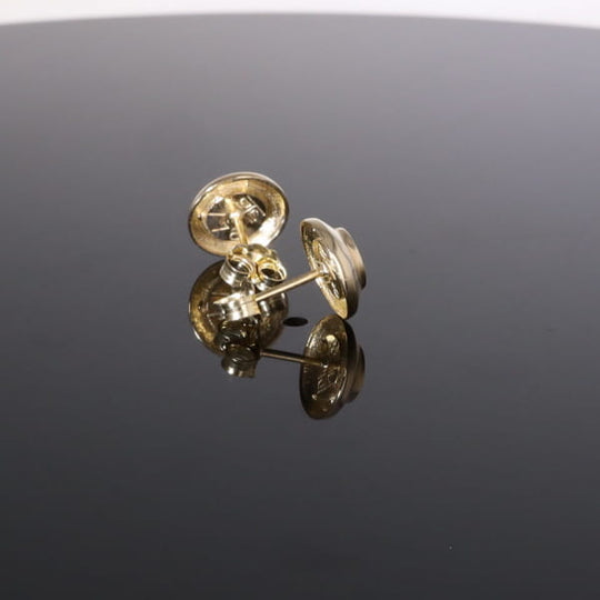 Opal Earrings Round Inlaid Design Studs