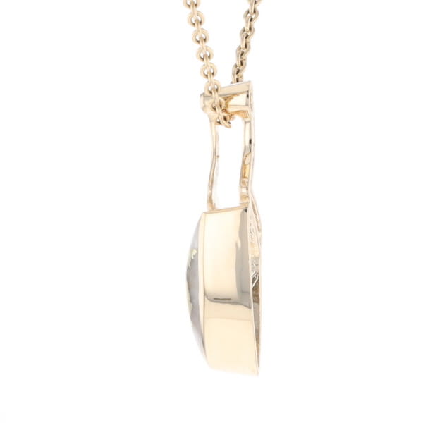Gold Quartz Triangulare Inlaid Pendant with Diamond Accent