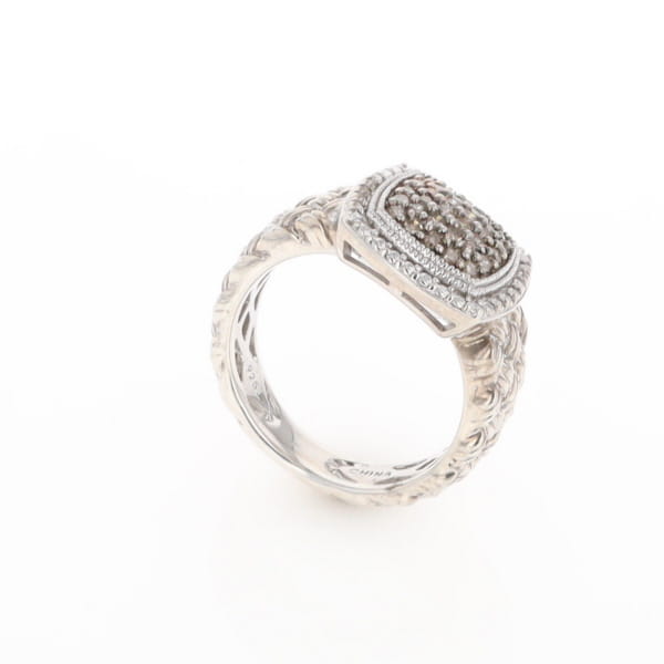 Champaign Diamond Square Braided Cluster Band