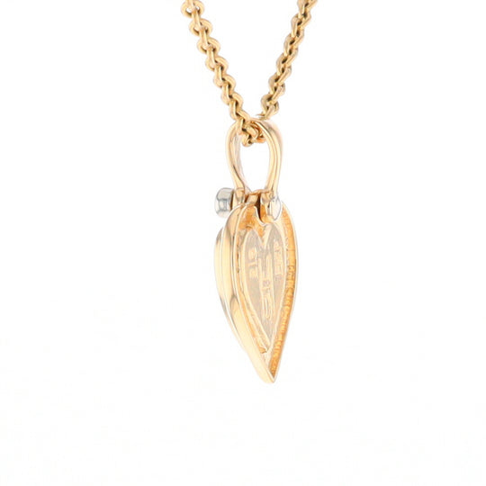 Gold Quartz Heart Shape Inlaid Pendant with .02ct Diamond