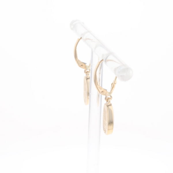 Gold Quartz Earrings Tear Drop Inlaid Lever Backs