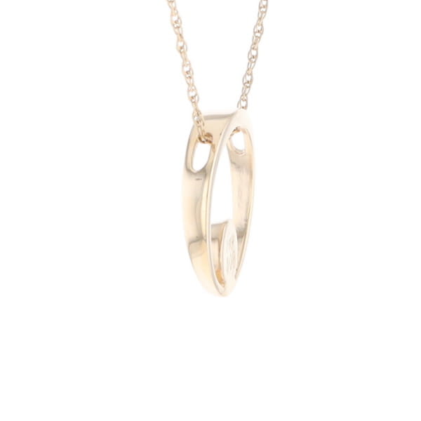 Gold Quartz Pendant Open Circle Design Round Inlay Pendant