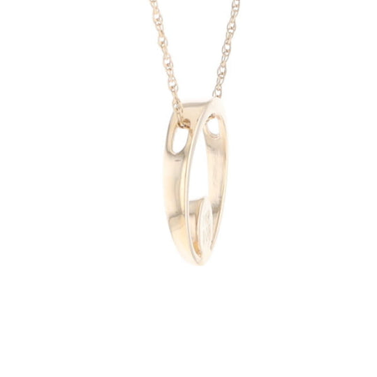 Gold Quartz Pendant Open Circle Design Round Inlay Pendant