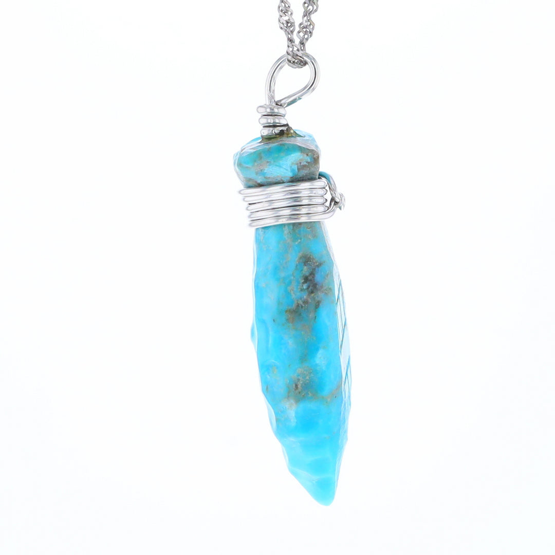 Sterling Silver Turquoise Arrowhead Craved Native Pendant Signed: BF