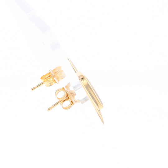 Gold Quartz Earrings Rectangle Inlaid Design