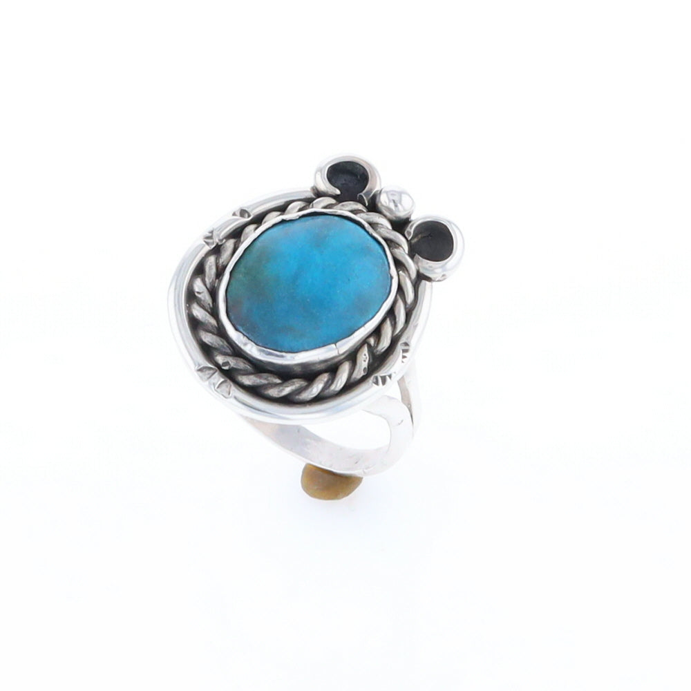 Native Turquoise Rope Design Ring