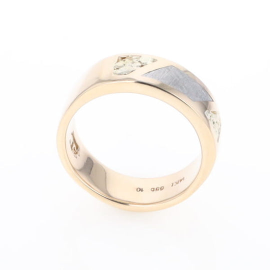 Meteorite Ring, Center Inlaid & Natural Nugget Sides