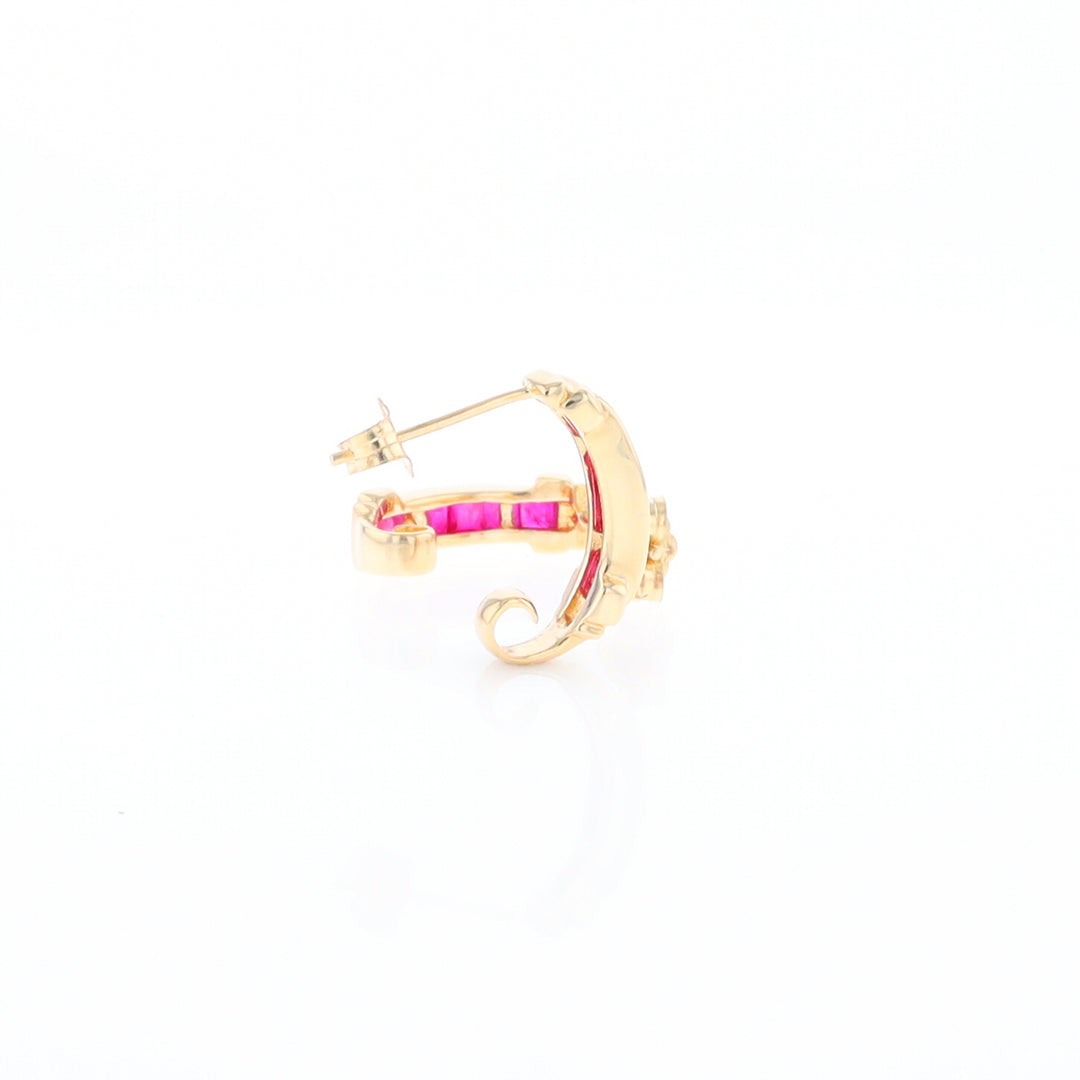 Channel Ruby Semi-Hoop Earrings