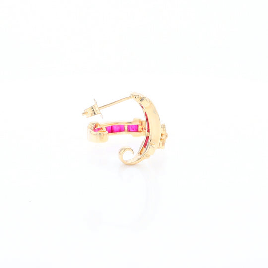 Channel Ruby Semi-Hoop Earrings