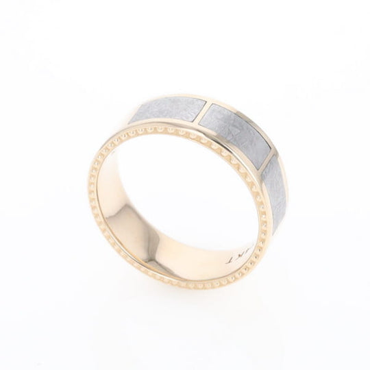 3 Section Men's Meteorite  Milgrain Topped Ring