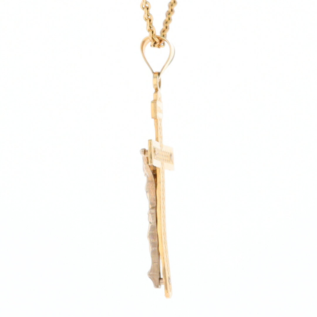 Two Tone Gold Crucifix Pendant