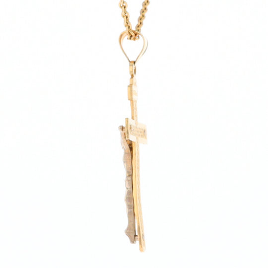 Two Tone Gold Crucifix Pendant