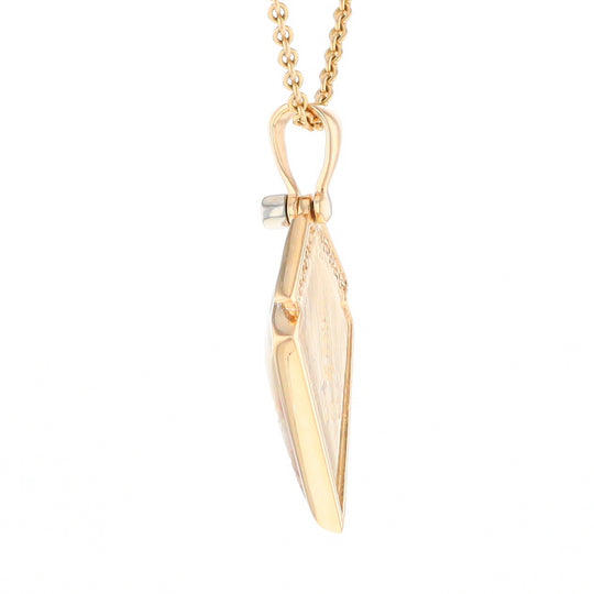 Gold Quartz Kite Shape Inlaid Pendant with 0.19ctw Diamonds (G1)