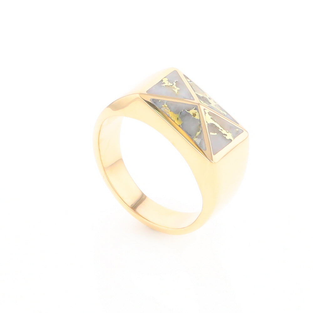 Four Section Gold Quartz Inlaid Men's Ring G2